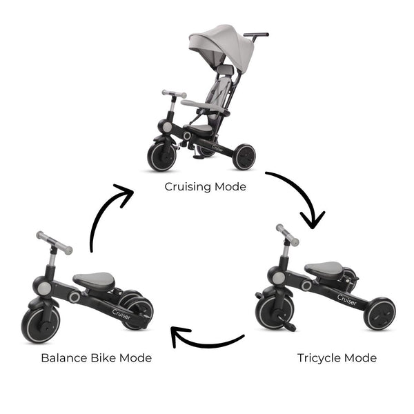 noola kids toddler trike push bike grey
