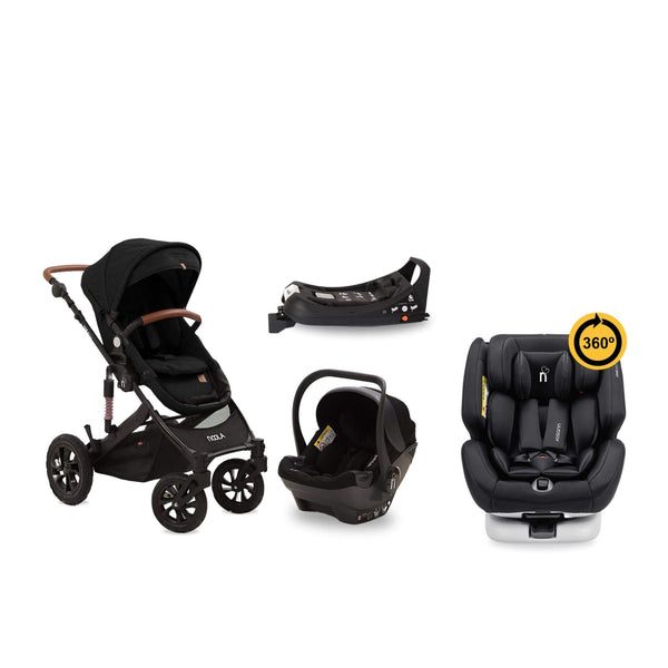 elite 5in1 baby toddler stroller pram travel system black with black one360