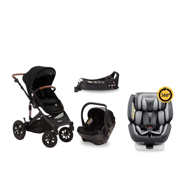 elite 5in1 baby toddler stroller pram travel system black with grey one360