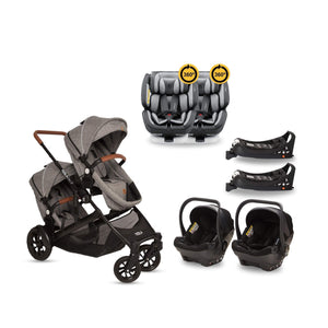 the elitex2 twin baby pram stroller travel system grey with grey one360