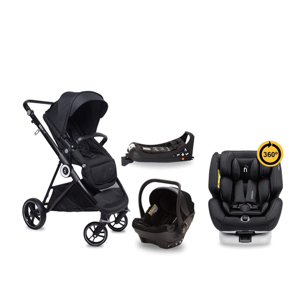 noola luxe 5in1 baby toddler pram stroller travel system black with black one360