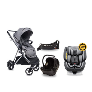 noola luxe 5in1 baby toddler pram stroller travel system grey with grey one360
