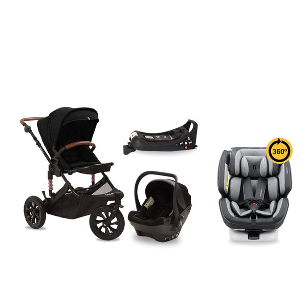 noola sprint 5in1 stroller pram travel system black with grey one360 car seat