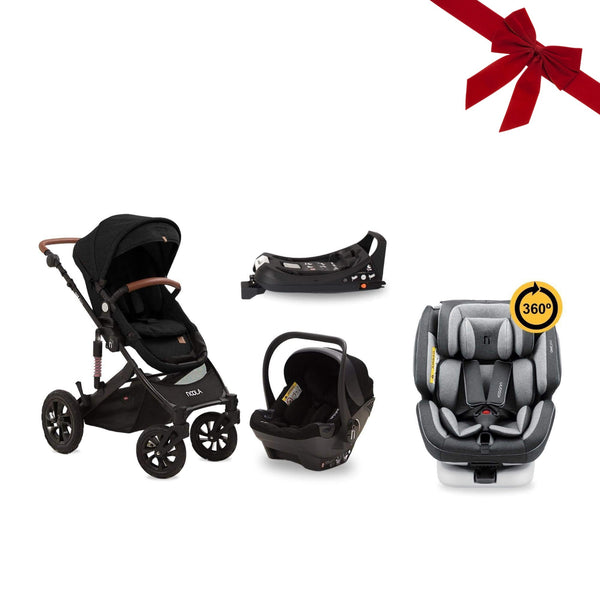 elite 5in1 baby toddler stroller pram travel system black with grey one360