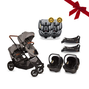 the elitex2 twin baby pram stroller travel system grey with grey one360