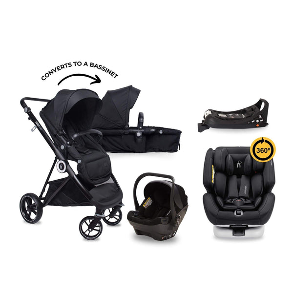 noola luxe baby pram stroller midnight black one360