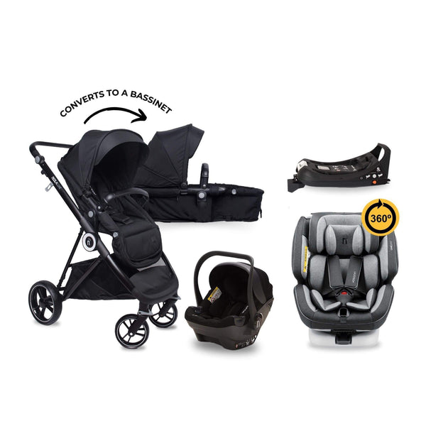 noola luxe baby pram stroller midnight black one360