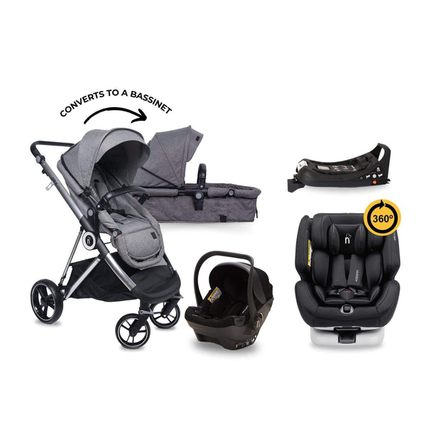 noola luxe baby pram stroller lunar grey one360