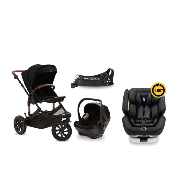 noola sprint 5in1 stroller pram travel system black with black one360 car seat