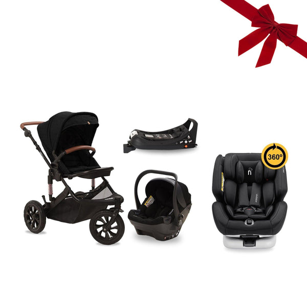 noola sprint 5in1 stroller pram travel system black with black one360 car seat